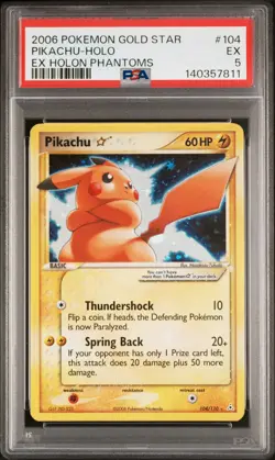 2006 POKEMON EX HOLON PHANTOMS GOLD STAR #104 PIKACHU-HOLO PSA 5 - Image 1