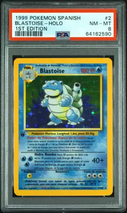 1999 Pokemon Spanish Blastoise #2 Spanish 1ST Edition PSA 8 - Image 1