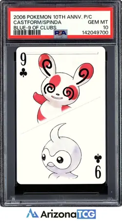 Pokemon 2006 Castform/Spinda 9 Of Clubs Blue 10th Annv. Playing Card PSA 10 - Image 1
