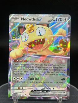 Pokemon Meowth EX Full Art Holo POR 062/088 170 HP TCG Card - Image 1
