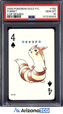 Pokemon 2000 Furret 162 4 Of Spades Gold Playing Card Japanese GEM MINT PSA 10 - Image 1