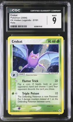 CGC 9 MINT Crobat 2004 EX Hidden Legends 3/101 Holo Pokemon Card - Image 1