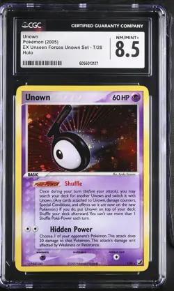 CGC 8.5 Unown 2005 EX Unseen Forces Unown Set T/28 Holo Pokemon Card - Image 1