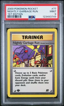 Pokemon 1st Edition Rocket # 77 Nightly Garbage Run PSA 9 Card MINT! NEW CERT! - Image 1