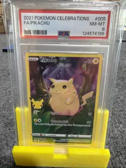PSA 8 MINT PIKACHU Celebrations #005 FULL ART Pokemon Card 5/25 TCG - Image 1
