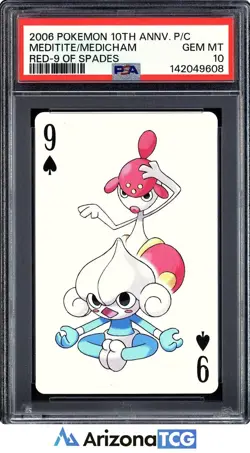 Pokemon 2006 Meditite/Medicham 9 Of Spades 10th Anniversary Playing Cards PSA 10 - Image 1