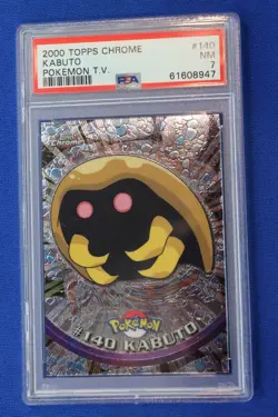 2000 Topps Chrome KABUTO #140 POKEMON T.V. Trading Card PSA Graded NM 7 RARE TCG - Image 1