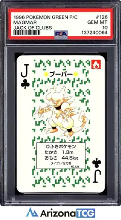 Pokemon 1996 Magmar 126 Jack Of Clubs Green Playing Card Japanese GEM MT PSA 10 - Image 1