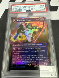 2022 MAGIC THE GATHERING MTG #026 MEGATRON, TYRANT SHATTERED GLASS FOIL PSA 9 - Image 1