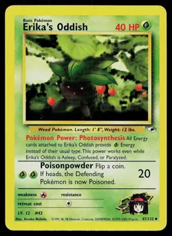 Pokemon Card Gym Heroes Erika's Oddish 47/132 Unlimited Uncommon - Image 1