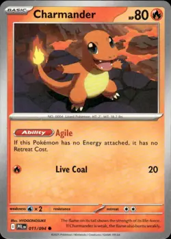 Charmander 011/094 Common Phantasmal Flames Pokemon Near Mint - Image 1
