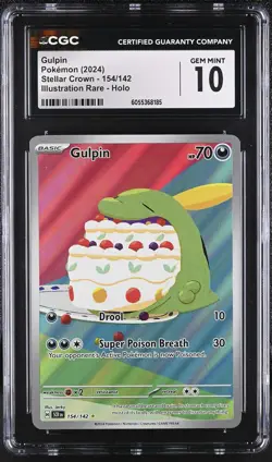 GULPIN Stellar Crown Illustration Rare #154 CGC 10 Pokemon [Nostalgium] - Image 1
