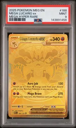 Pokemon Mega Lucario EX 188/132 Me01 Mega Hyper Rare Holo PSA 9 - Image 1