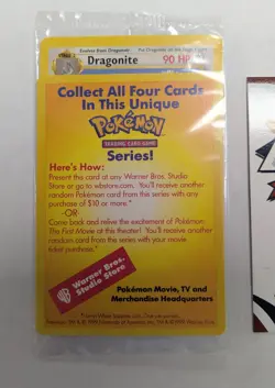 SEALED Dragonite WB Pokemon Movie Black Star Promo 1999 - Image 2