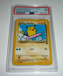 2001 Pokemon Black Star Promo #28 PSA 7 Surfing Pikachu NM - Image 1