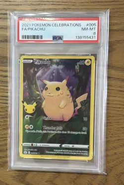 2021 Pokemon Celebrations #005 FA Pikachu PSA 8 NM-MT - Image 1