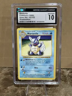 Pokemon Wartortle 42/102 Shadowless Base Set CGC 10 GEM MINT - Image 1