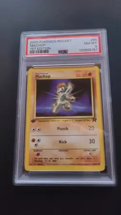 Pokemon PSA 8 Team Rocket 1st Edition Machop 59/82 NM-MT Rare - Image 1