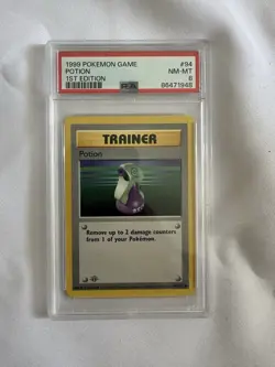 pokemon trainer potion 94/102 Base 1st Edition. PSA 8 - Image 1