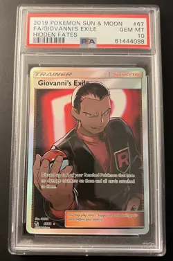 PSA 10 Mint Giovanni's Exile Full Art 67/68 2019 Hidden Fates Holo Pokemon TCG - Image 1