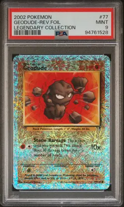 2002 POKEMON LEGENDARY COLLECTION #77 GEODUDE-REVERSE FOIL PSA 9 - Image 1
