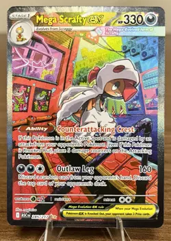 Pokemon TCG Mega Scrafty EX 285/217 Ascended Hero’s SIR NM - Image 1