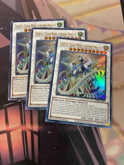 YUGIOH - CRYSTAL CLEAR WING SYNCHRO DRAGON X3 - ULTRA RARE - 1ST ED - NM - LED8 - Image 1