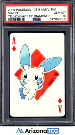 Pokemon 2006 Minun Ace Of Diamonds Pokemon 10th Anniversary Playing Cards PSA 10 - Image 1