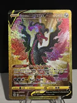 Pokemon TCG Brilliant Stars Galarian Moltres v Gold Secret Rare Card 183/172 - Image 1