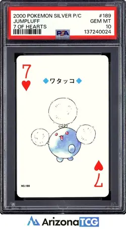 Pokemon 2000 Jumpluff 189 7 Of Hearts Silver Playing Card Japanese GEM MT PSA 10 - Image 1