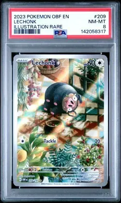 Pokemon Lechonk Illustration Rare 209/197 SV03 Obsidian Flames Holo PSA 8 2023 - Image 1