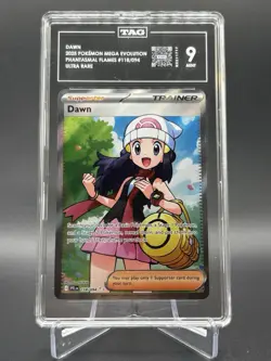 Dawn Ultra Rare 118/094 Pokemon Me02: Phantasmal Flames TAG 9 Mint - Image 1