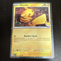 Pokemon Day TCG Pikachu 051/162 Basic Holo Lightning Random Spark 70HP English - Image 1