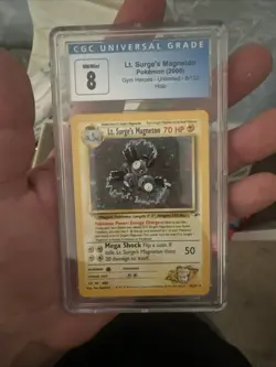 CGC Mint 8 Lt. Surge's Magneton 2000 Gym Heroes 8/132 Holo Pokemon Card - Image 1