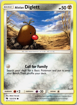 Pokemon - Lost Thunder - Alolan Diglett 122/214 - NM/M - Image 1