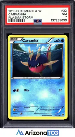 Pokemon 2013 Carvanha 32/135 Plasma Storm PSA 7 - Image 1