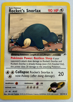 Rocket's Snorlax 33/132 Gym Heroes Regular Rare Vintage Pokemon Card - Image 2