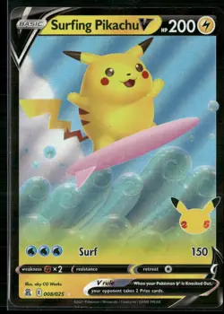 Pokemon - Surfing Pikachu V 008/025 Ultra Rare Celebrations LP+ - Image 1