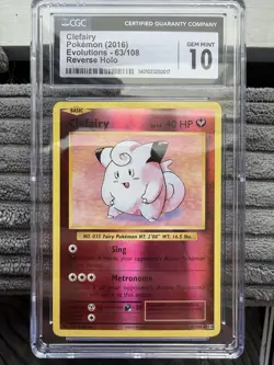 Pokemon Clefairy Holo 63/108 XY Evolutions - CGC 10 Gem Mint RARE LOW POP 🔥 - Image 1