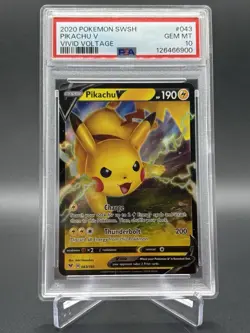 Pikachu V 043/185 - PSA 10 - 2020 Pokemon TCG - SWSH Vivid Voltage - Image 1
