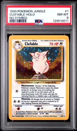 PSA 8 - Clefable 01/64 Jungle Holo *No Symbol* Cert. # 129510011 - Image 1