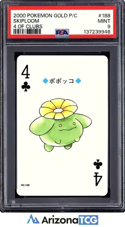 Pokemon 2000 Skiploom 188 4 Of Clubs Gold Playing Card Japanese PSA 9 - Image 1