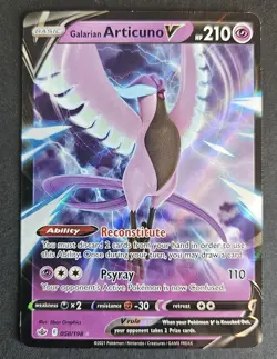 Galarian Articuno V 058/198 Pokemon Chilling Reign Sword Shield Rare Card DMG - Image 1