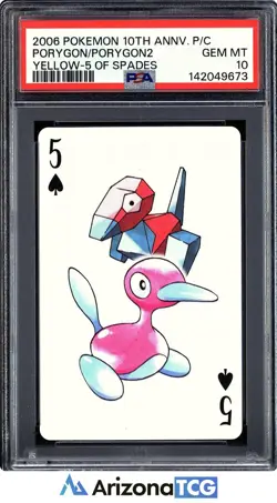 Pokemon 2006 Porygon/Porygon2 5 Of Spades 10th Anniversary Playing Cards PSA 10 - Image 1