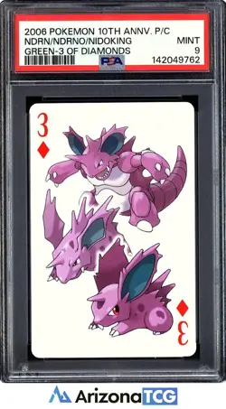 Pokemon 2006 Nidoran Nidorino Nidoking 3 Diamonds 10th Annv. Playing Card PSA 9 - Image 1