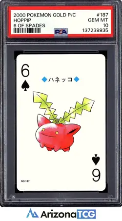 Pokemon 2000 Hoppip 187 6 Of Spades Gold Playing Card Japanese GEM MINT PSA 10 - Image 1