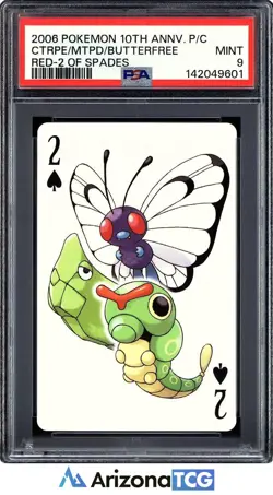 Pokemon 2006 Caterpie/Metapod/Butterfree 2 10th Anniversary Playing Cards PSA 9 - Image 1