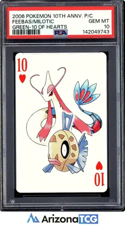 Pokemon 2006 Feebas/Milotic 10 Of Hearts 10th Anniversary Playing Cards PSA 10 - Image 1