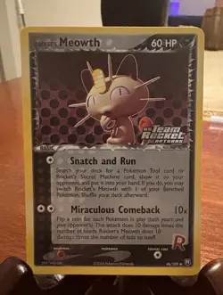 Pokemon Rocket's Meowth Reverse Holo EX Team Rocket Returns 46/109 Card 2004 - Image 3