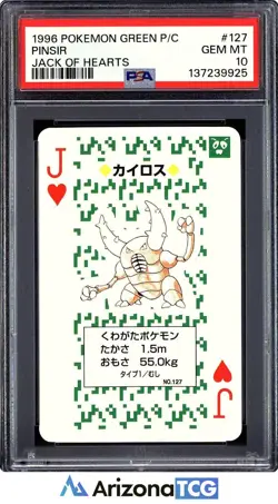 Pokemon 1996 Pinsir 127 Jack Of Hearts Green Playing Card Japanese GEM MT PSA 10 - Image 1